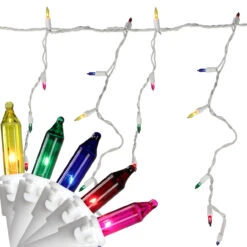300-Count Multi-Color Mini Icicle Christmas Light Set - 8.2ft White Wire