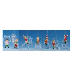 Club Pack Of 14 Clear Whimsical Decorative Icy Crystal Christmas Elves Ornaments 3"