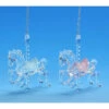 Set Of 8 Clear And Blue Carousel Horse Hanging Christmas Ornaments 9"