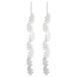 Set Of 2 White Hanging Foam Garland Leaves 51"