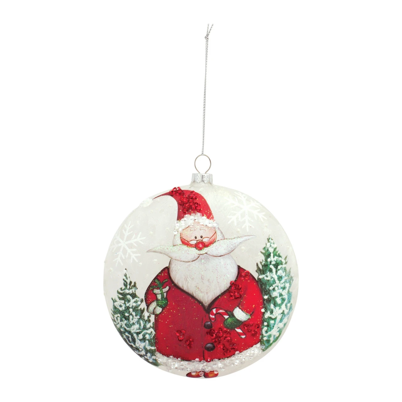 6ct Red And White Santa Christmas Disc Ornaments 5.5" (139mm)