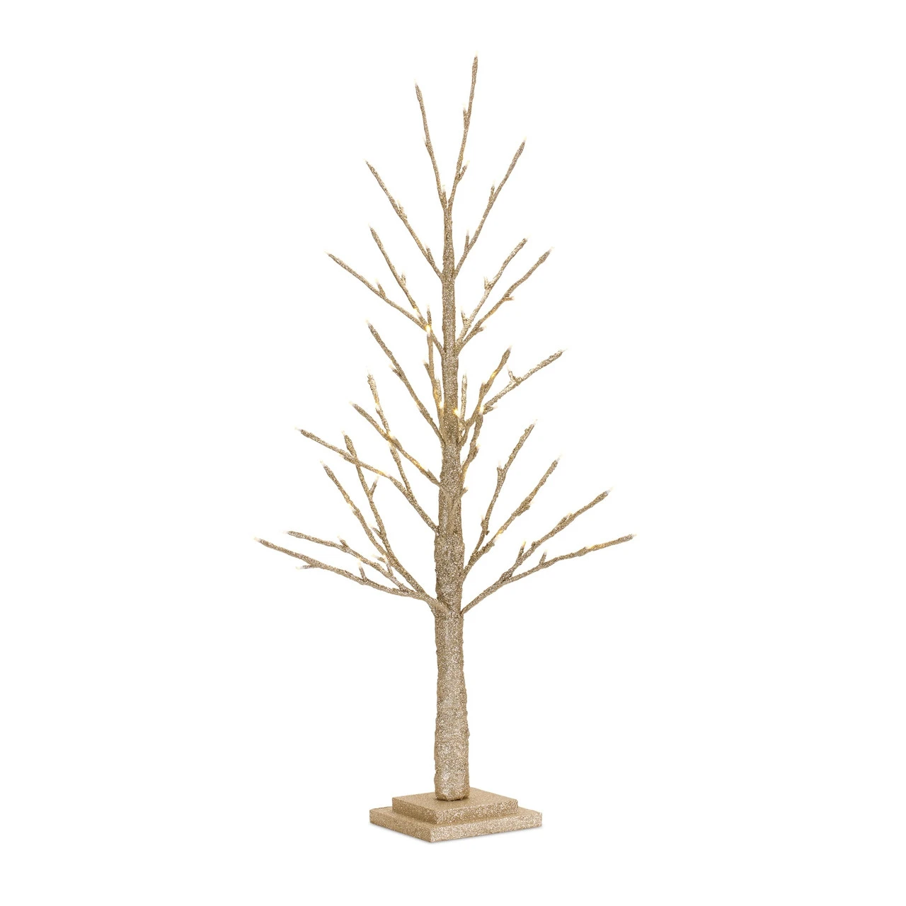 36" Gold And Silver Artificial LED Lighted Christmas Twig Tree