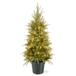 4' Pre-lit Potted Weeping Spruce Artificial Christmas Tree – Clear Lights