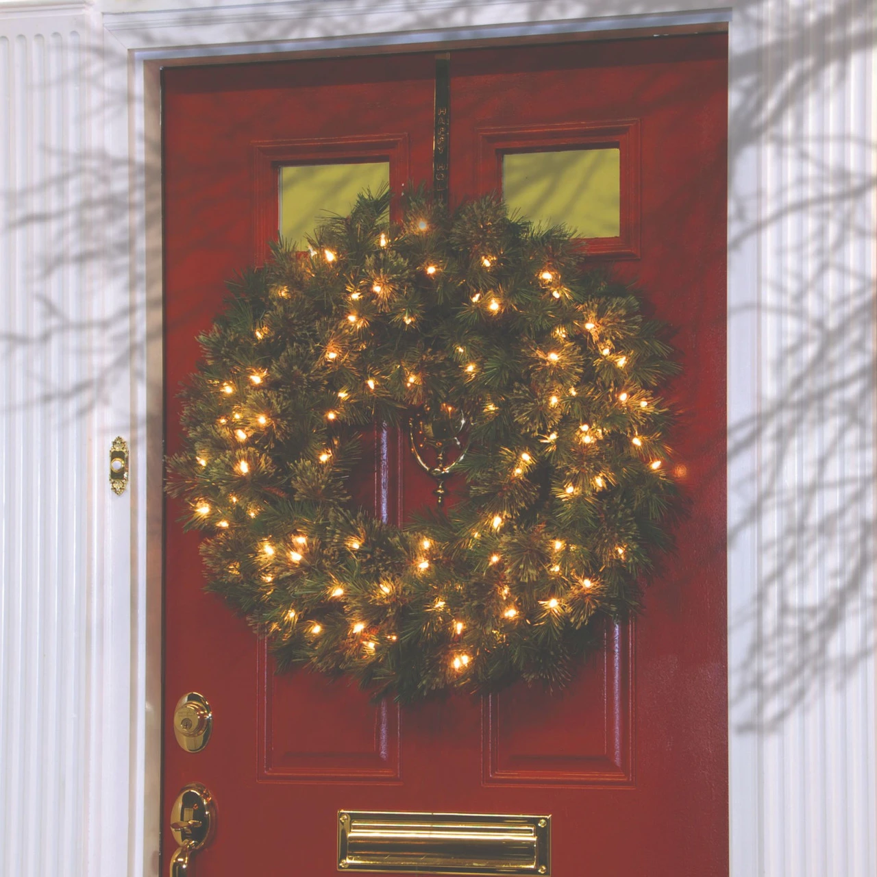 24" Atlanta Spruce Artificial Christmas Wreath - Clear Lights - Image 2