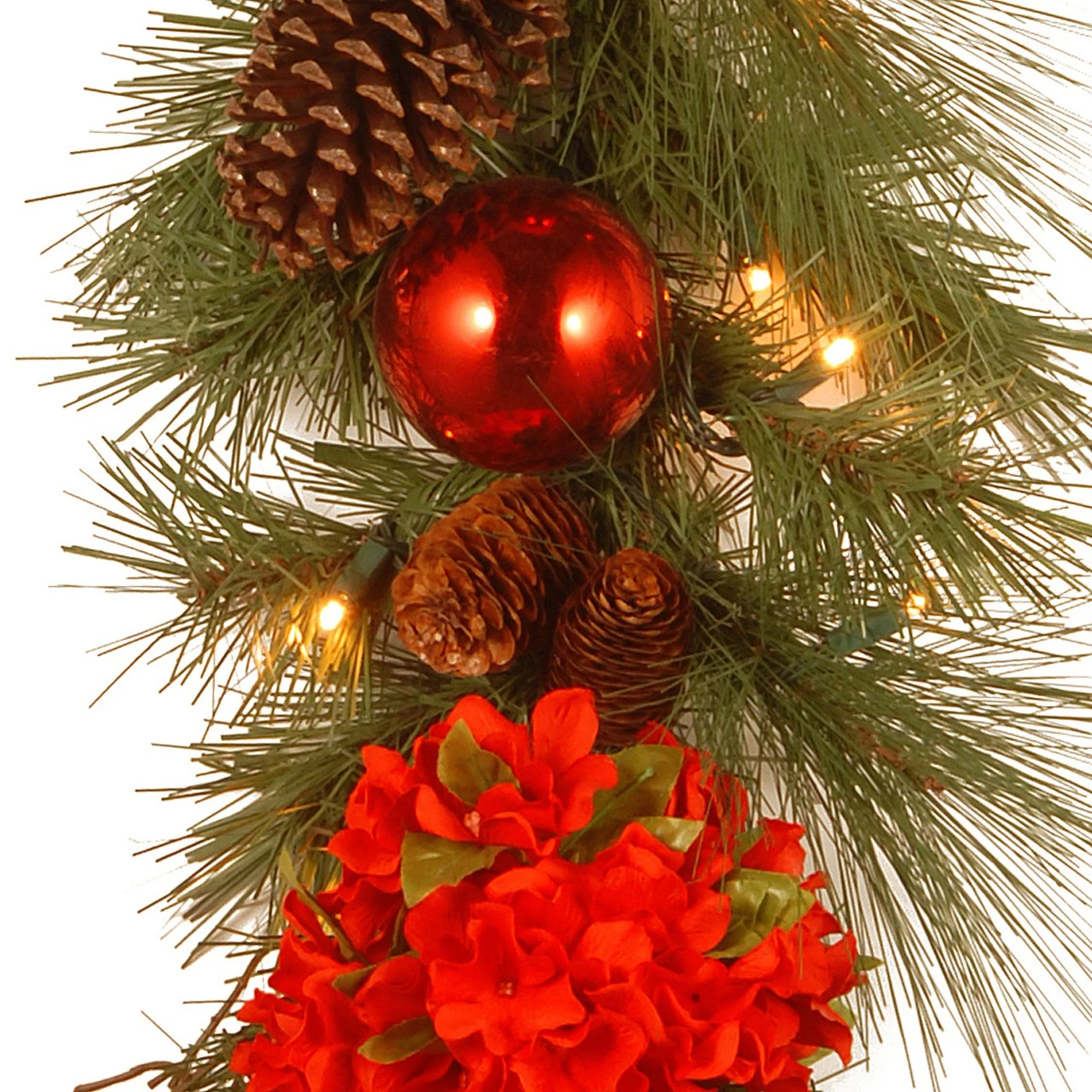 9' X 12" Pre-Lit B/O LED Hydrangea Artificial Christmas Garland – Warm White Lights - Image 3