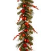 9' X 12" Pre-Lit B/O LED Red Mixed Artificial Christmas Garland – Warm White Lights
