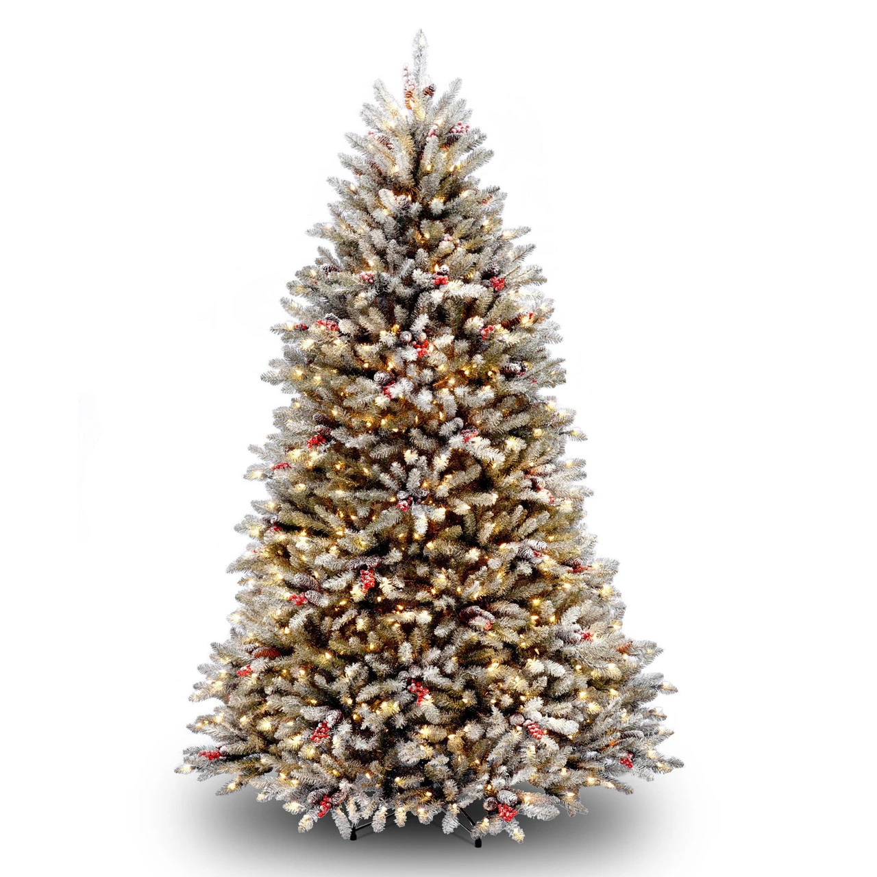 7' Dunhill Fir Artificial Christmas Tree With Red Berries - Clear Lights
