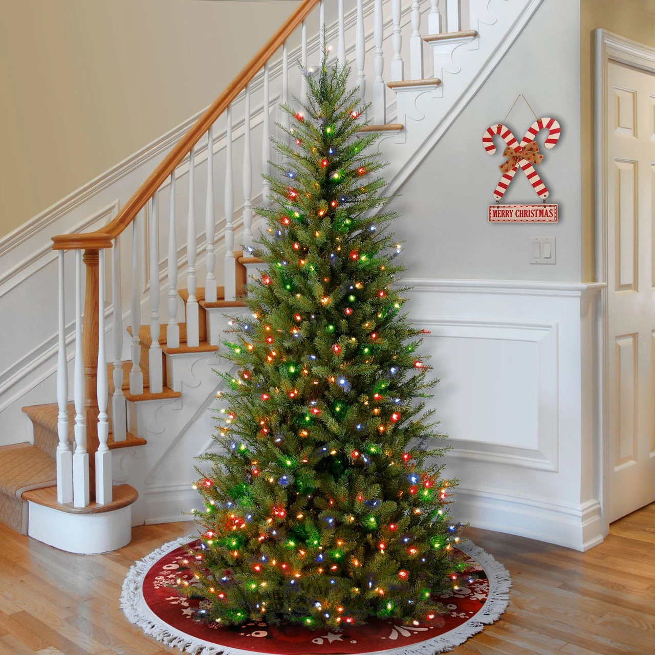 7.5’ Pre-lit Dunhill Fir Slim Artificial Christmas Tree – Multicolor Lights - Image 2