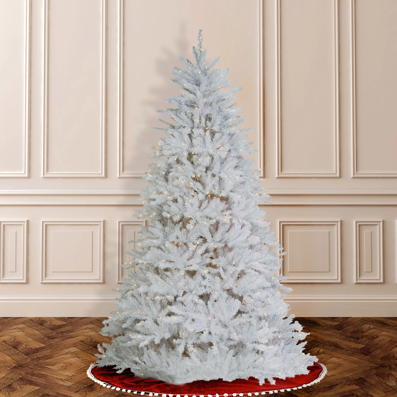 6.5' Pre-Lit White Dunhill Fir Artificial Christmas Tree, Clear Lights - Image 2