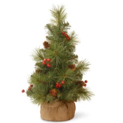 18" Medium Miniature Pine Burlap Base Artificial Christmas Tree - Unlit