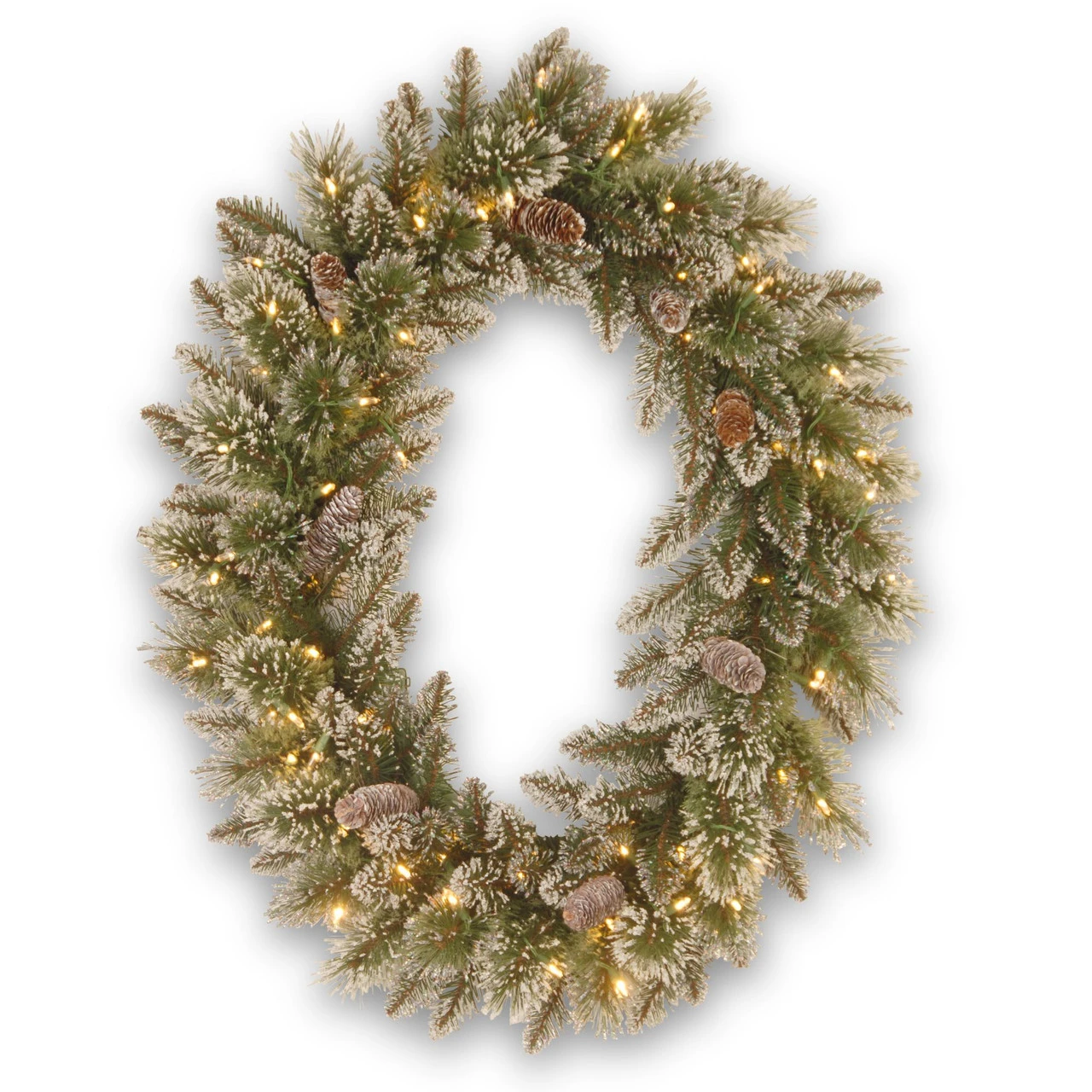 30โ Pre-Lit Glittery Pine Christmas Wreath - LED Lights