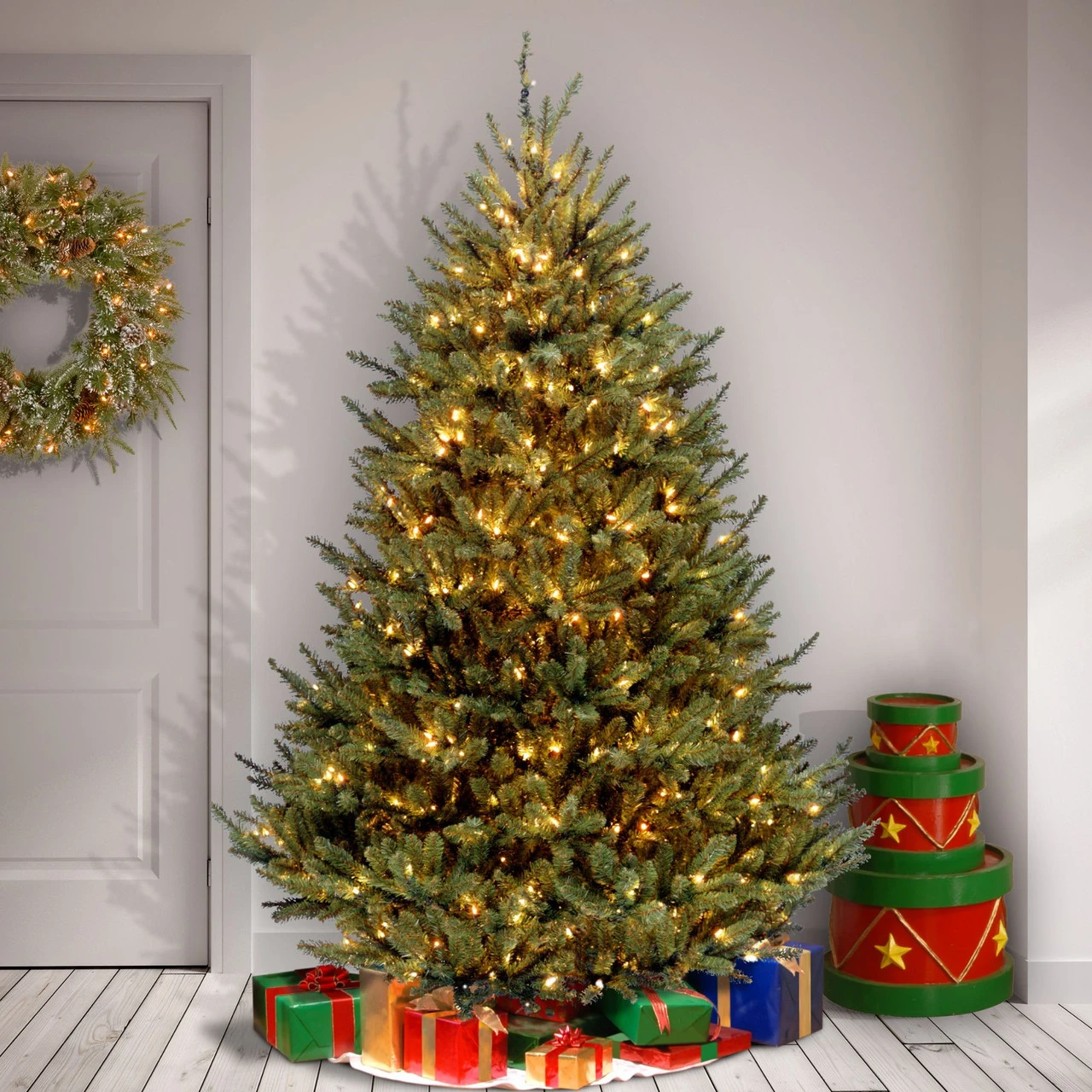 9’ Pre-Lit Full Fir Hinged Artificial Christmas Tree – Clear Lights - Image 3