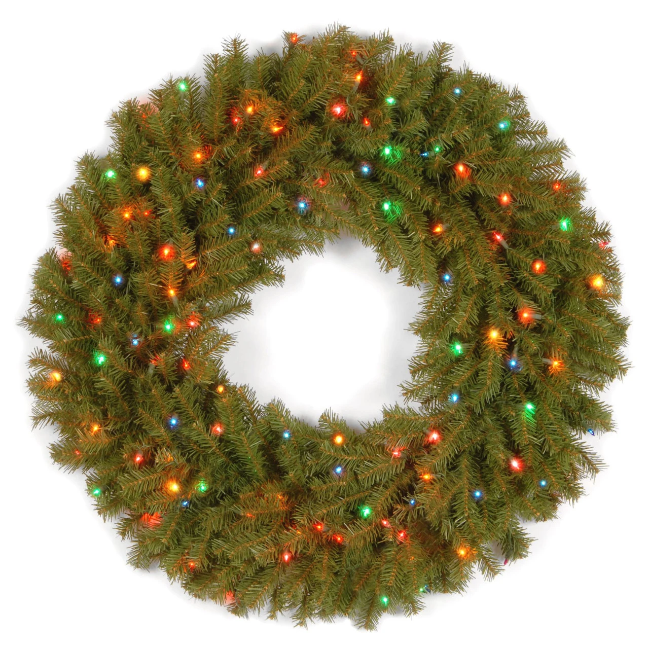 Pre-Lit Norwood Fir Artificial Christmas Wreath - 36-Inch, Multi-color Lights