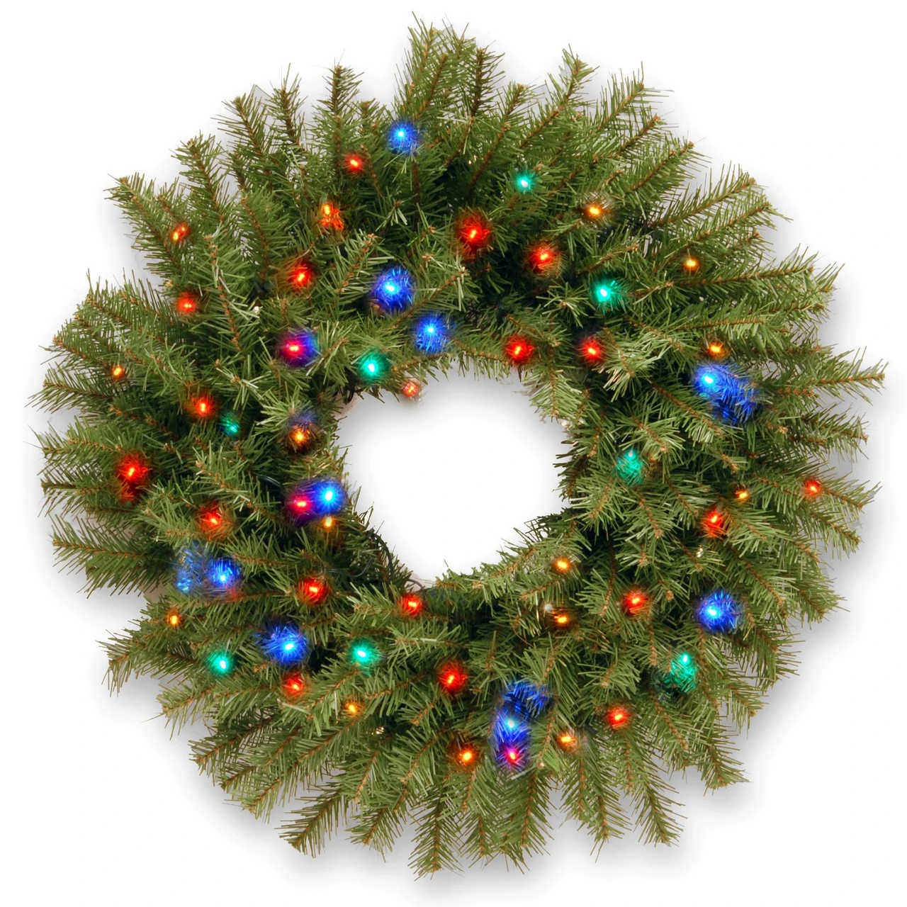 24" B/O Pre-Lit LED Norwood Fir Artificial Christmas Wreath – Multi-Color Lights