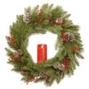 Bristle Berry Artificial Christmas Wreath – 24-Inch, Single Candle, Unlit