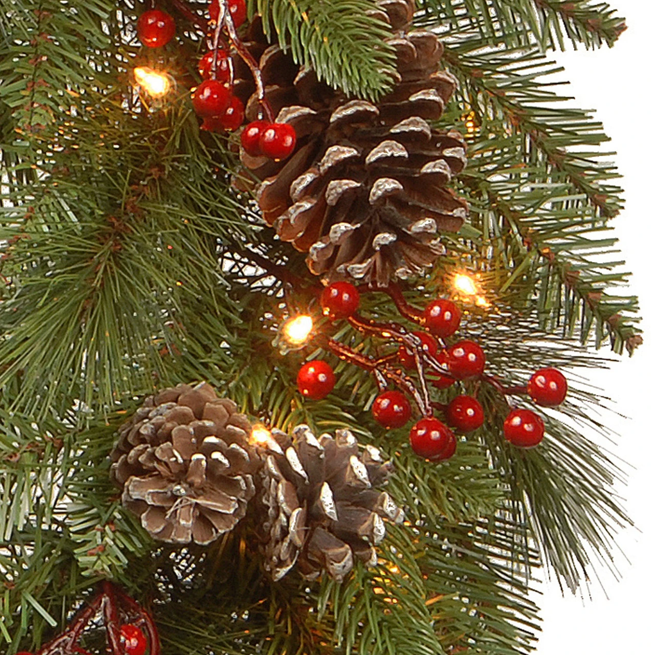 Bristle Berry Artificial Christmas Wreath – 24-Inch, Single Candle, Unlit - Image 2