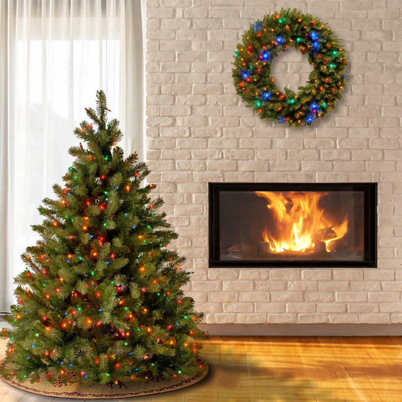 4.5’ Pre-Lit Downswept Douglas Fir Artificial Christmas Tree - Multi-Color Lights - Image 3