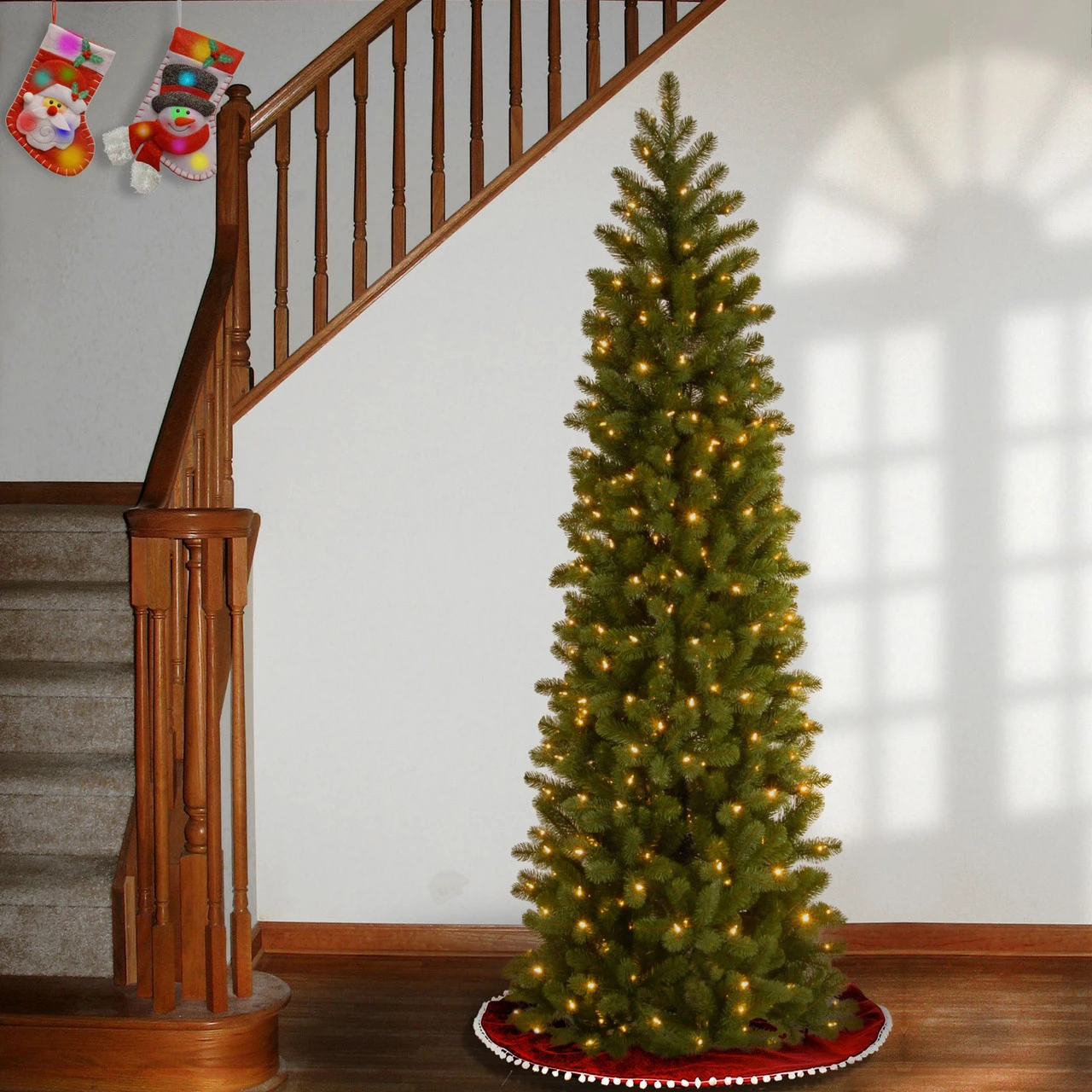 6.5’ Pre-Lit Downswept Douglas Slim Fir Artificial Christmas Tree - Clear Lights - Image 4