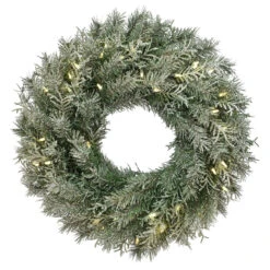 24" Pre-Lit LED Snowy Stonington Fir Artificial Christmas Wreath - Warm White Lights