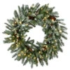 Pre-Lit Snowy Morgan Spruce Artificial Christmas Wreath, 30-Inch, Warm White LED Lights