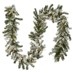 9' X 12" Pre-Lit Battery Operated Snowy Sheffield Spruce Artificial Christmas Garland - Multi-Color LED Lights