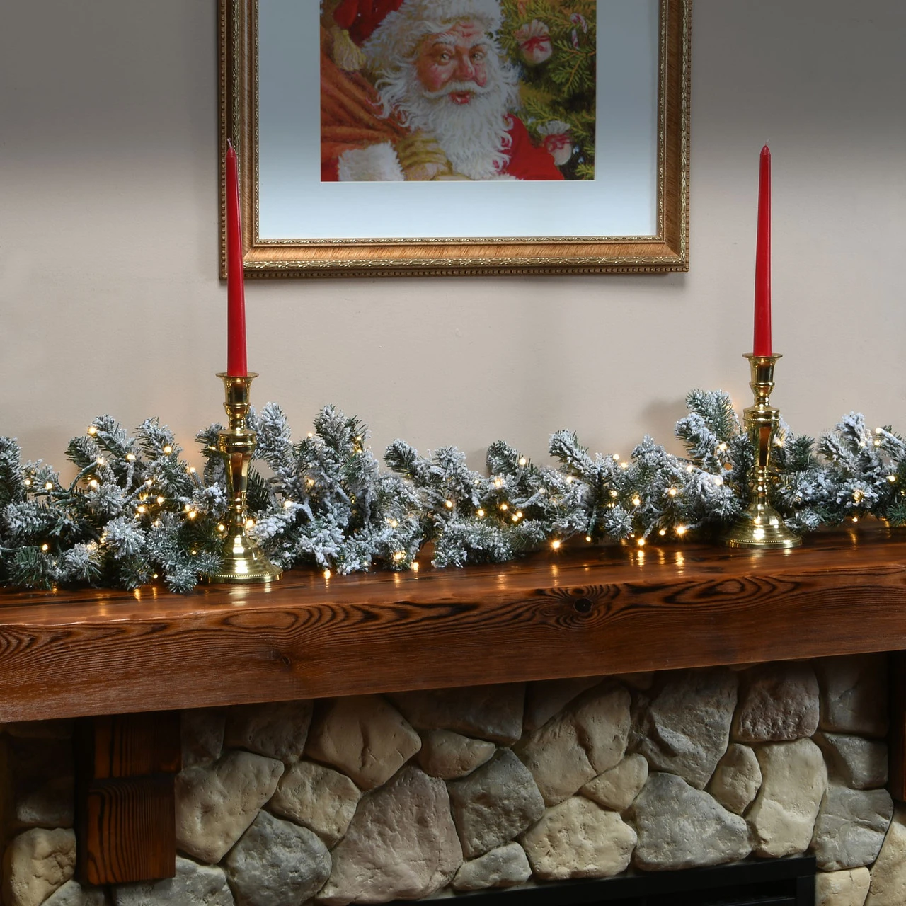 9' X 12" Pre-Lit Battery Operated Snowy Sheffield Spruce Artificial Christmas Garland - Multi-Color LED Lights - Image 2