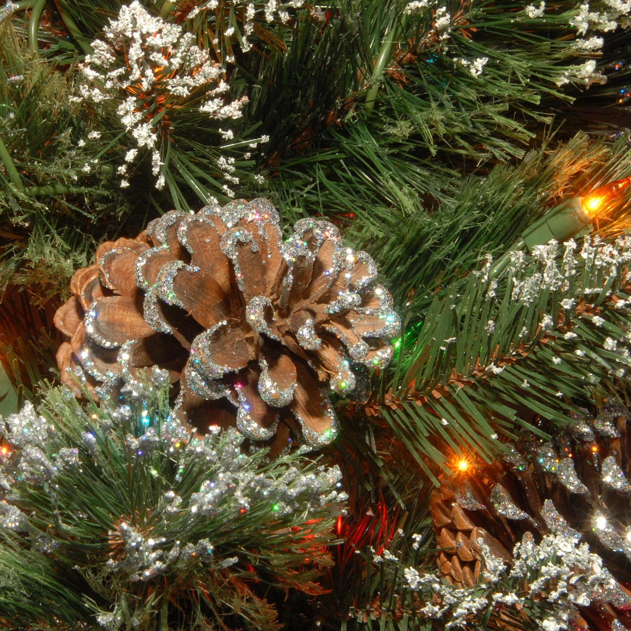 3' Pre-Lit Glittering Pine Pencil Slim Artificial Christmas Tree โ Multicolor Incandescent Lights - Image 2