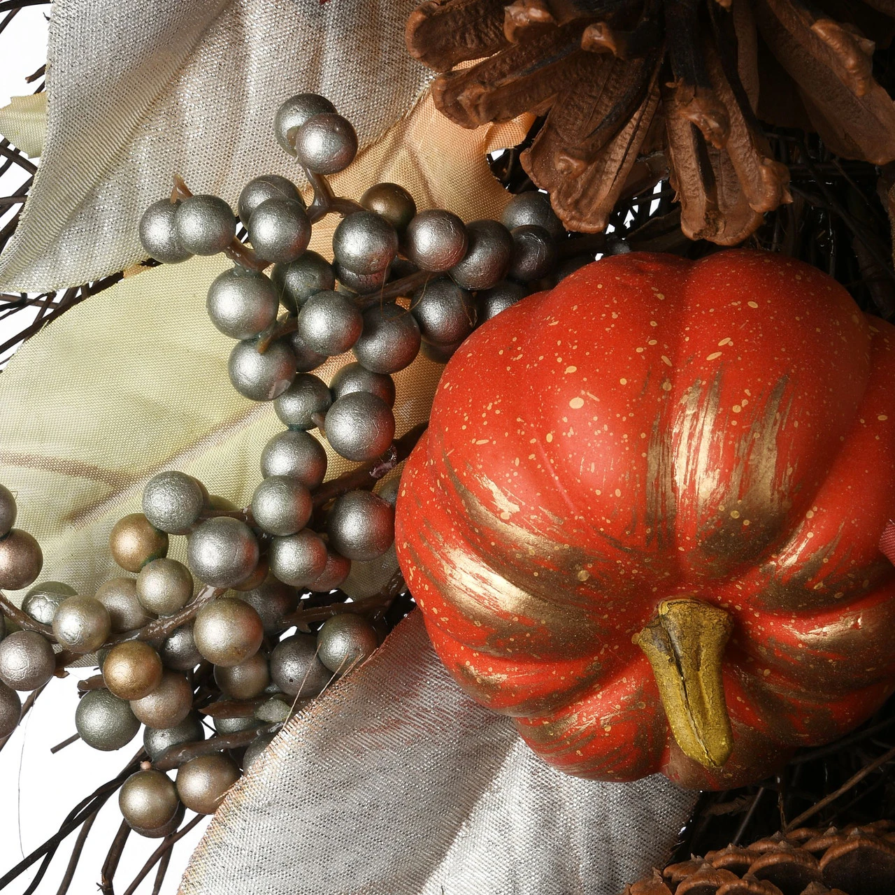 24" Maple Leaf And Gourd Fall Harvest Teardrop Swag - Image 3