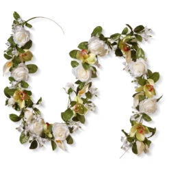 72" White Rose & Calla Lily Garland