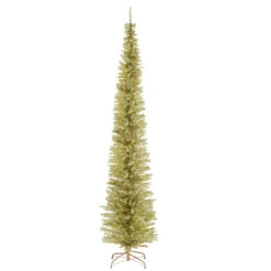 9' Pencil Champagne Gold Tinsel Artificial Christmas Tree - Unlit