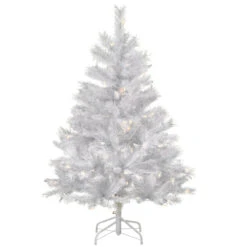 4.5' Pre-Lit White Medium Winchester Pine Artificial Christmas Tree - Clear Lights