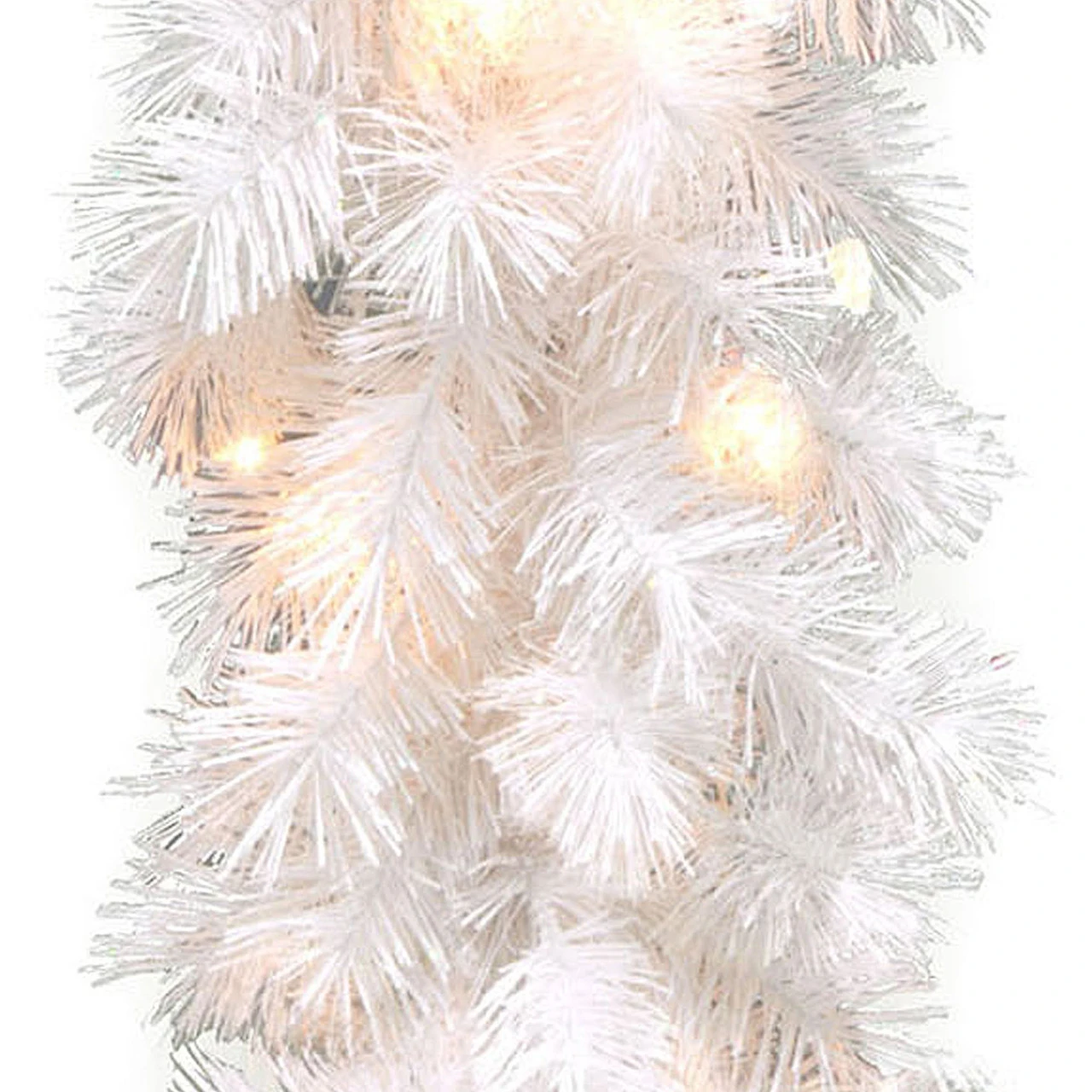 9' X 10" Pre-Lit Wispy Willow White Artificial Christmas Garland - Clear Lights - Image 3
