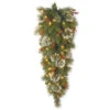 48" Pre-Lit Wintry Pine Battery Operated Artificial Christmas Teardrop Swag - Warm White LED Lights