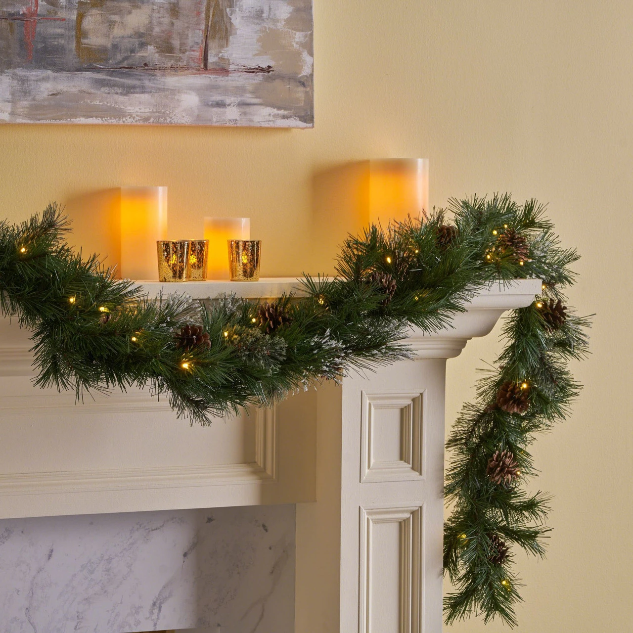 9' X 10" Pre-Lit Cashmere Pine Artificial Christmas Garland - Warm White LED Lights - Image 7