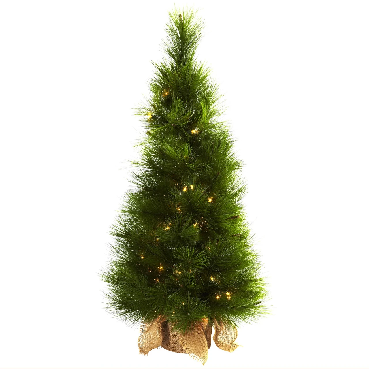 3' Pre-Lit Artificial Christmas Tree With Burlap Bag, Clear Lights