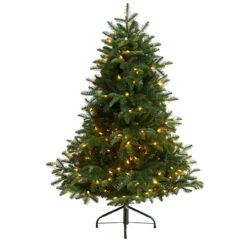 5โ Pre-Lit Flocked North Carolina Fir Artificial Christmas Tree, Warm White Lights