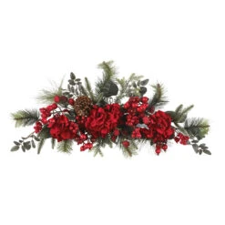 2.5' Hydrangea And Berries Artificial Christmas Swag, Unlit
