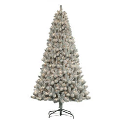 7.5' Pre-Lit Flocked Virginia Pine Artificial Christmas Tree, Clear Lights