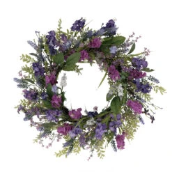 24" Vibrant Puleo International Artificial Lavender Floral Spring Wreath