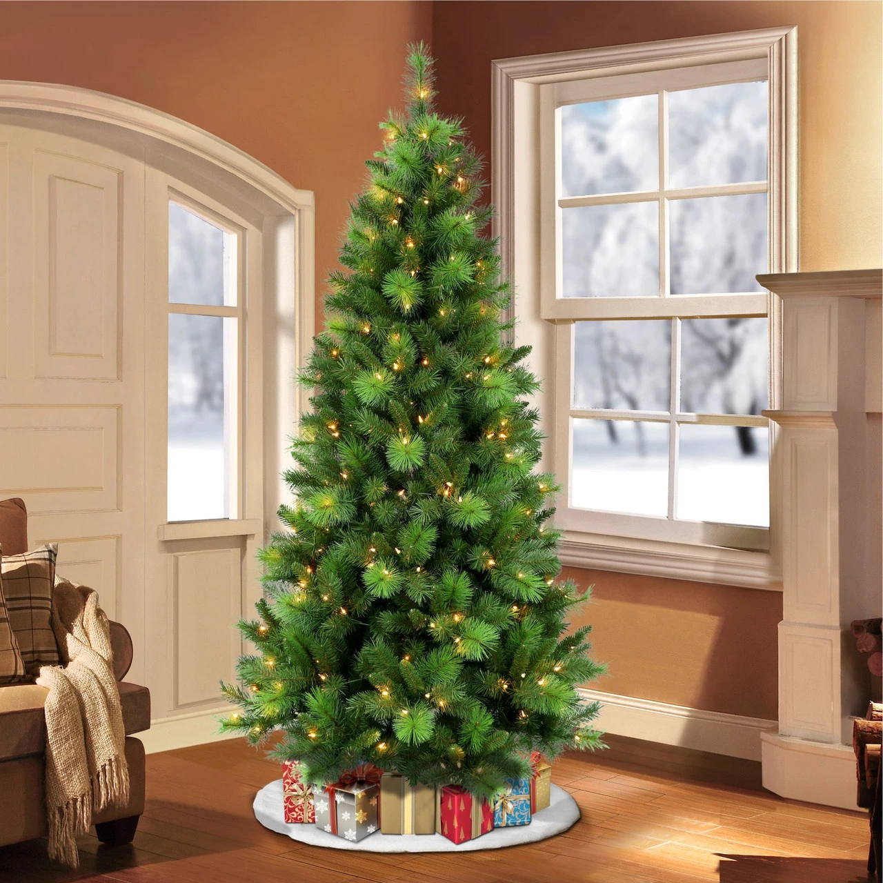6.5' Pre-LitAdirondack Pine Artificial Christmas Tree, Clear Lights - Image 2
