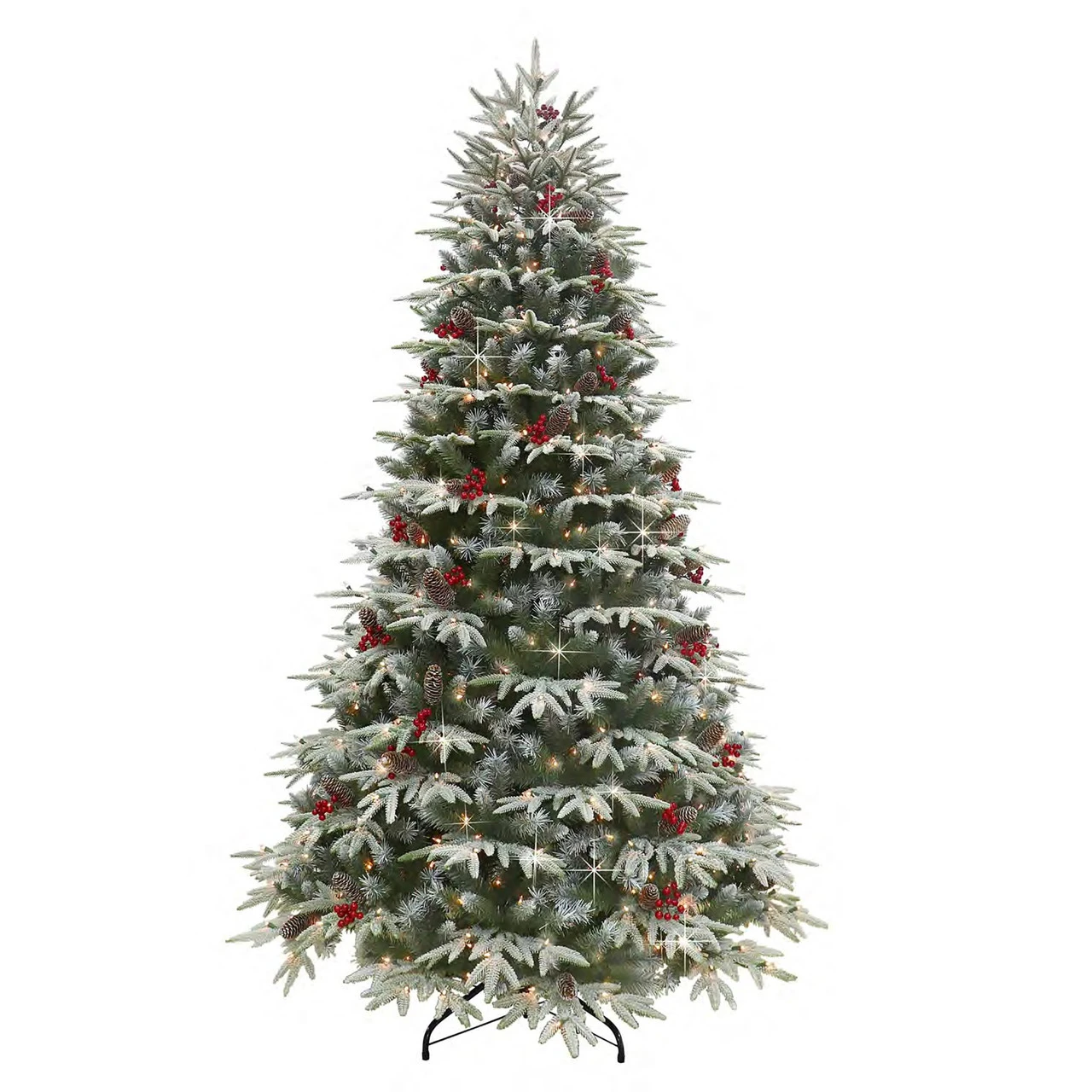 6.5' Pre-lit Flocked Halifax Fir Artificial Christmas Tree, Clear Lights