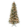 6.5' Pre-lit Slim Flocked Halifax Fir Artificial Christmas Tree, Clear Lights