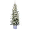 6' Pre-Lit Potted Flocked Arctic Fir Christmas Tree With Warm White LED Lights