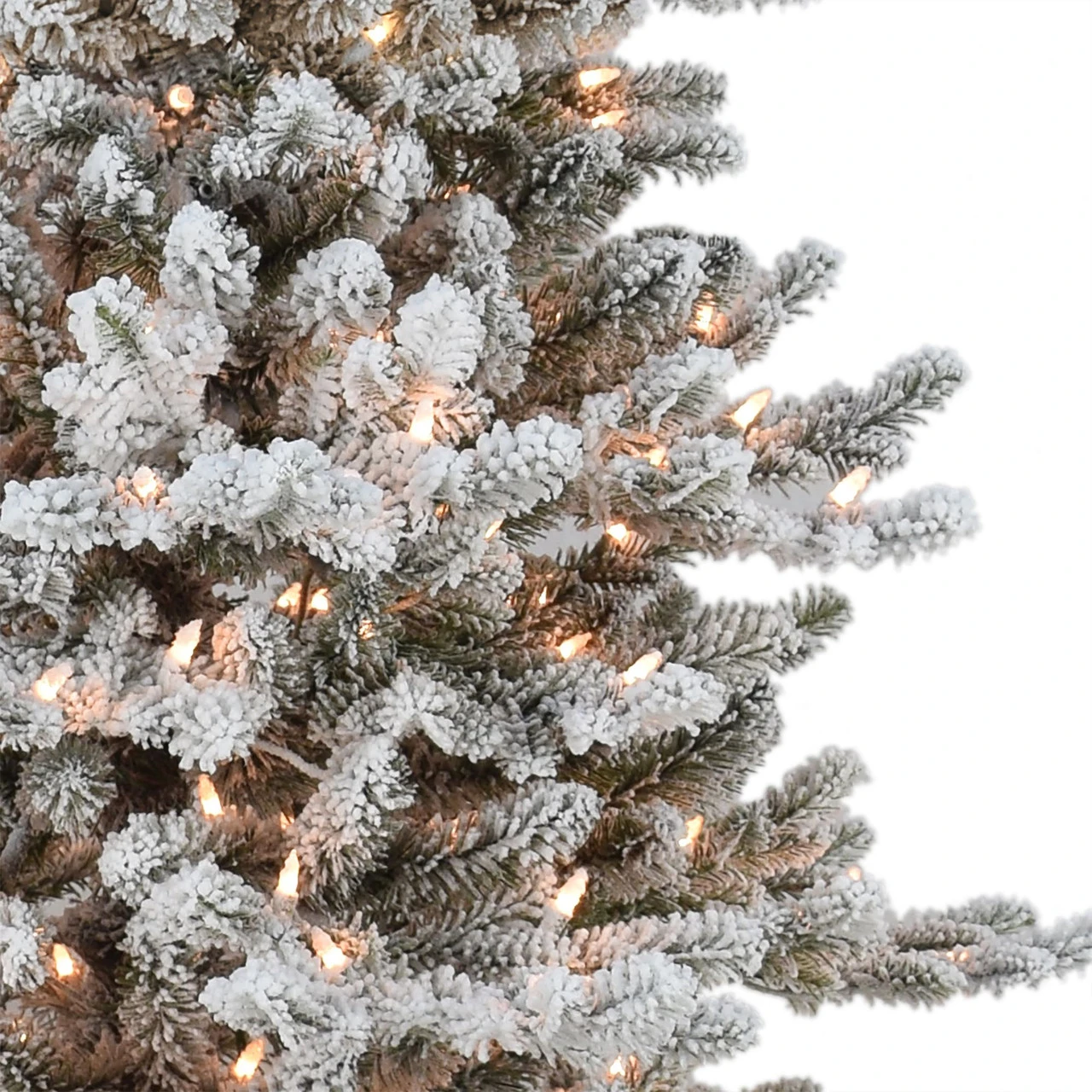 6.5' Pre-lit Flocked Royal Majestic Douglas Fir Downswept Artificial Christmas Tree, Clear Lights - Image 3