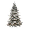 7.5' Pre-Lit Medium Flocked Spruce Silver Crown Artificial Christmas Tree, Clear Lights