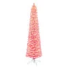 6.5' Pre-lit Flocked Fashion Pink Pencil Artificial Christmas Tree, Clear Lights