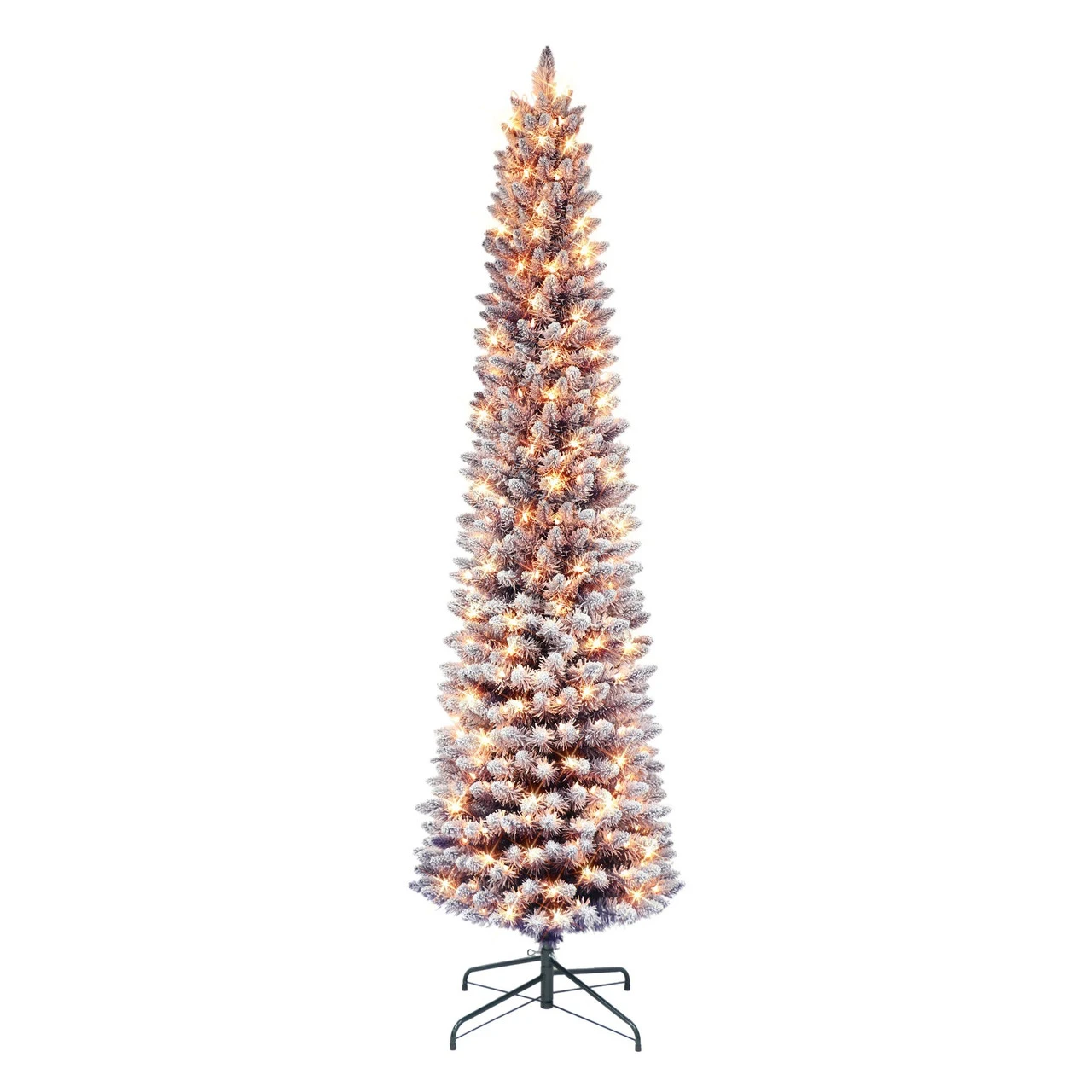 6.5' Pre-lit Flocked Fashion Purple Pencil Artificial Christmas Tree, Clear Lights
