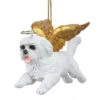 4" Flying Maltese Dog Hand Painted Holiday Ornament