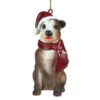 3.5" Sitting Pitbull Dog Hand Painted Holiday Ornament