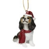 3.5" Sitting Cavalier Dog Hand Painted Holiday Ornament